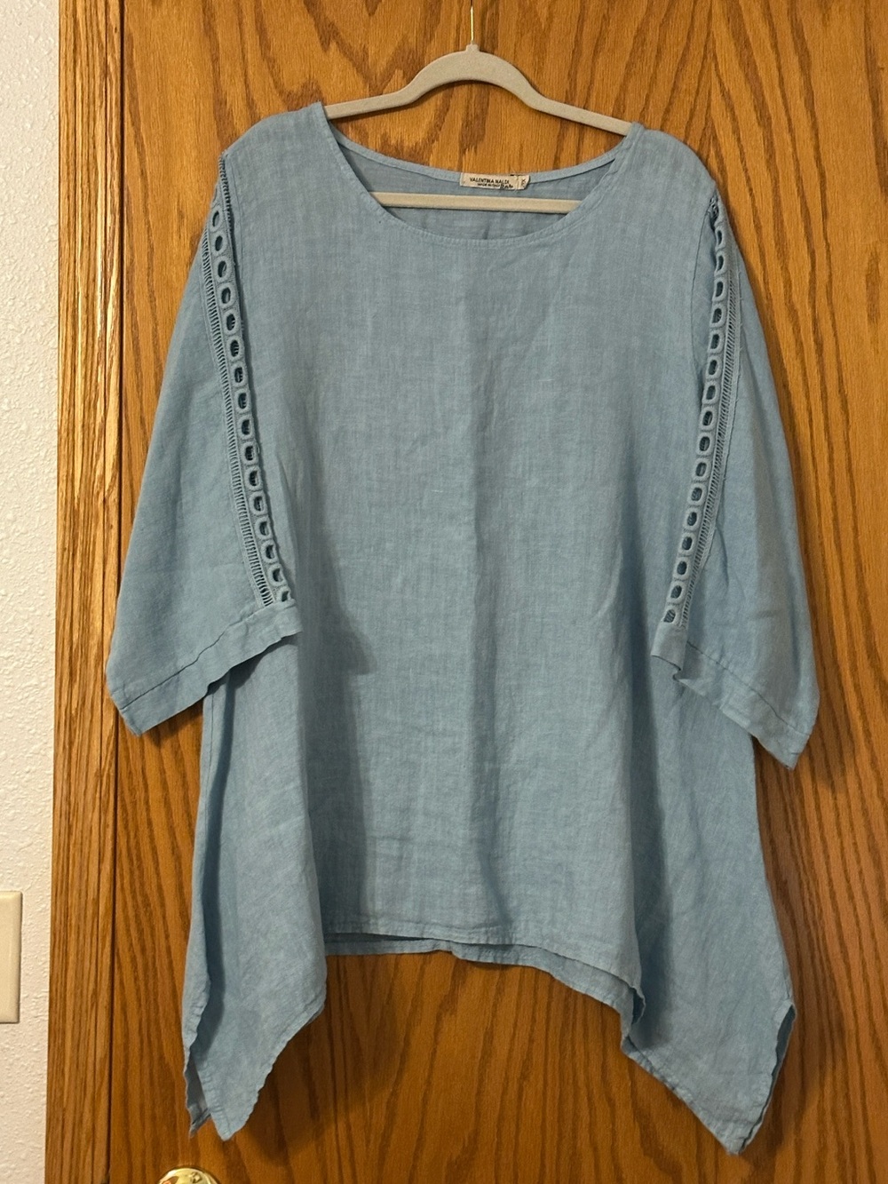 Valentina Naldi Italian Linen Tunic Light Blue - Size 2X - Casual Loose Fit